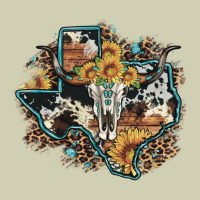 Bull Skull Leopard Cowhide Sunflower Texas Map Heavy Core Tee | Teevron
