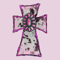 Cowhide Pink Gemstone Cross Ladies Tee | Teevron