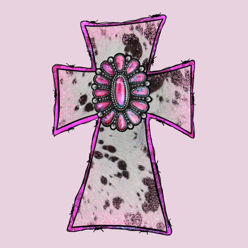 Cowhide Pink Gemstone Cross Ladies Tee by RanaPortraitStore | Teevron