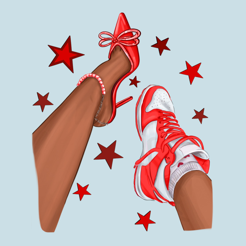 Bright Red Afro Girl Sneakers And Heels Ladies Tee by texasbilliewilder | Teevron