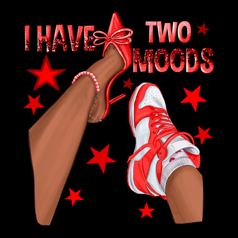 Bright Red I Have Two Moods Afro Girl Sneakers Ladies Tee by texasbilliewilder | Teevron