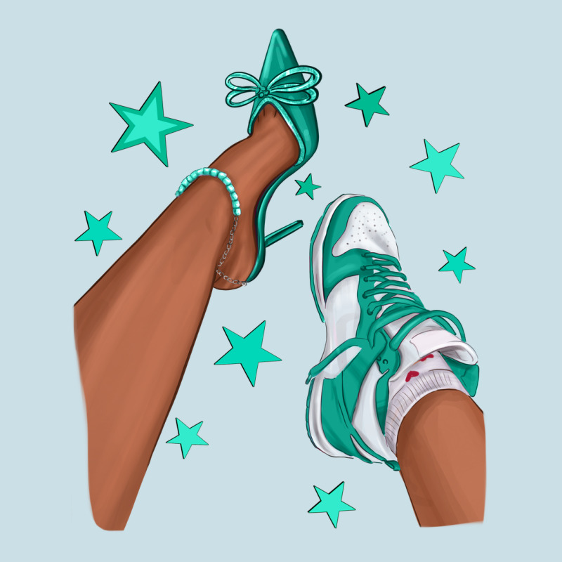 Teal Afro Girl Sneakers And Heels Ladies Tee by texasbilliewilder | Teevron