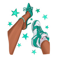 Teal Afro Girl Sneakers and Heels | Teevron