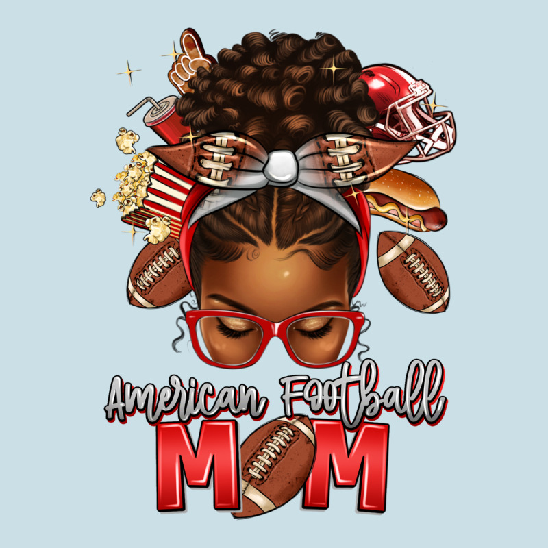 American Football Mom Red And Silver Afro Messy Bu Ladies Tee by texasbilliewilder | Teevron