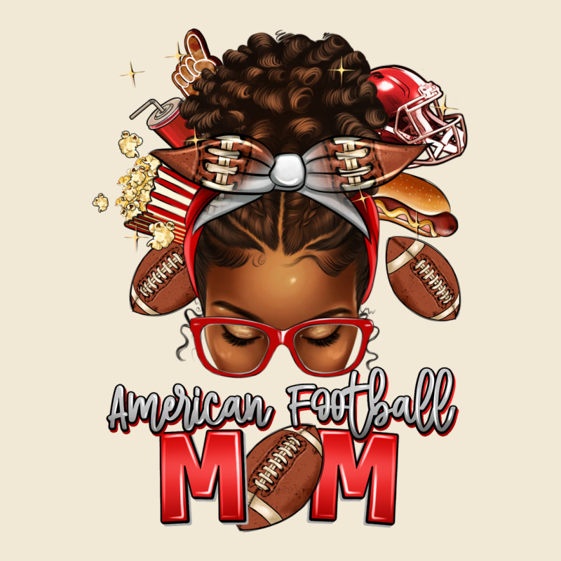 American Football Mom Red And Silver Afro Messy Bu Ladies Tee by texasbilliewilder | Teevron