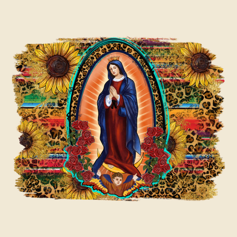 Sunflower Lady Of Guadalupe Distressed Background Ladies Tee by RanaPortraitStore | Teevron