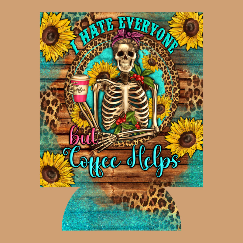 I Hate Everyone But Coffee Helps Western Skeleton Coffee Sunflowers 12 Vintage Tee by Artiststas | Teevron