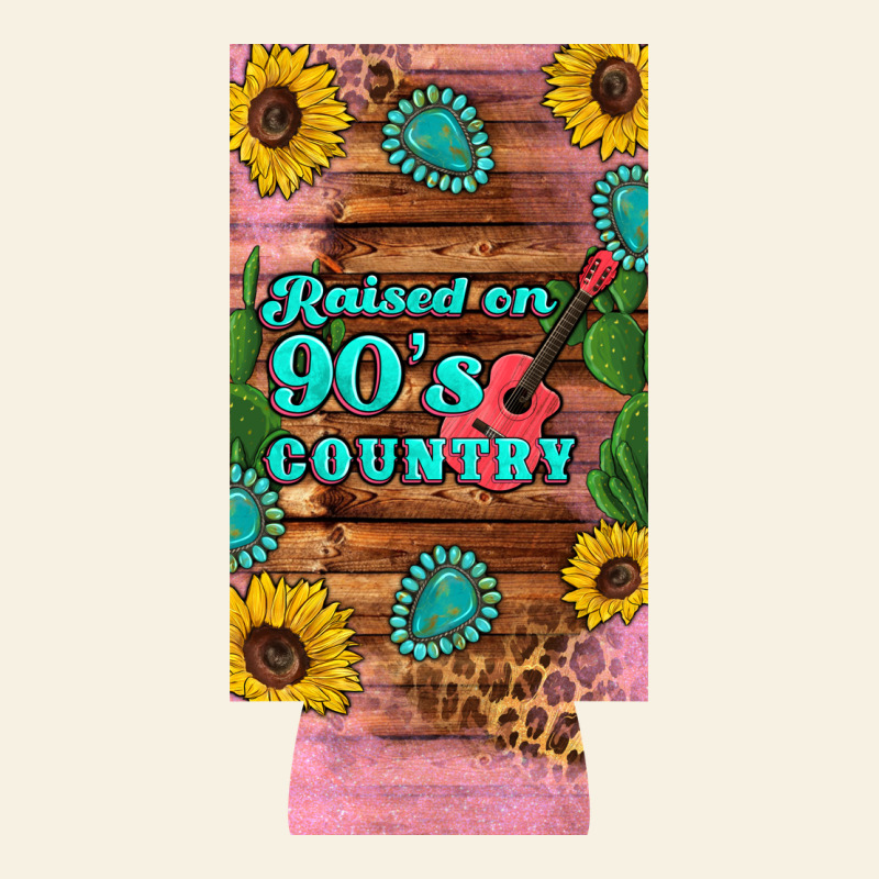 Raised 90's Country Guitar Cactus Sunflower's 12 Oz Can Cooler  (slim) Vintage Tee by Artiststas | Teevron