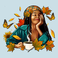 Fall Afro Woman With Coffee Ladies Tee | Teevron