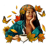 Fall afro woman with coffee | Teevron