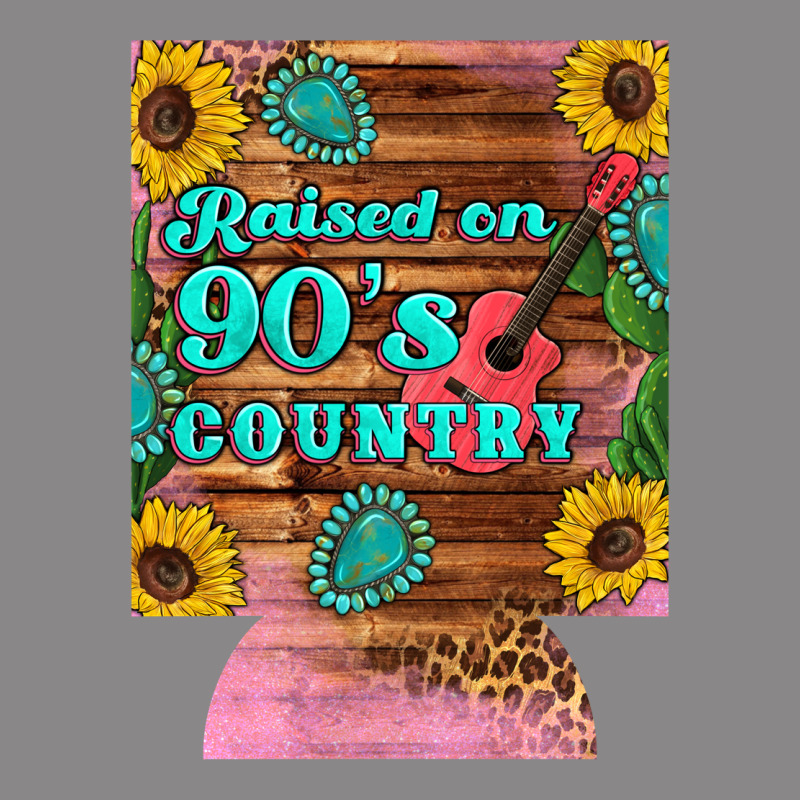 Raised 90's Country Guitar Cactus Sunflower's 12 Oz Can Cooler (regula Vintage Tee by Artiststas | Teevron