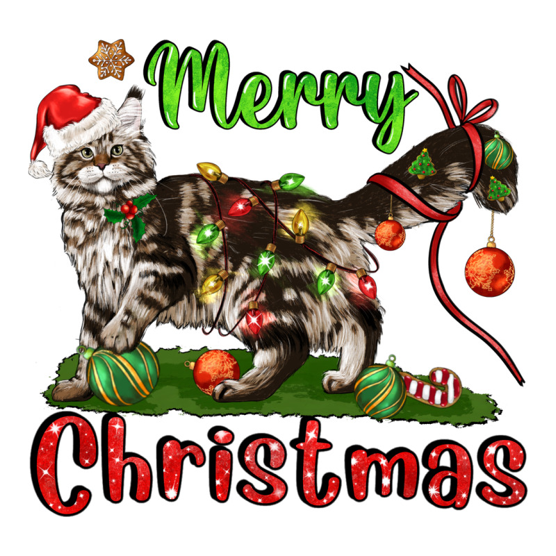 Maine Coon Cat Merry Christmas Heavyweight Hoodie by LillyAllenDesigns | Teevron