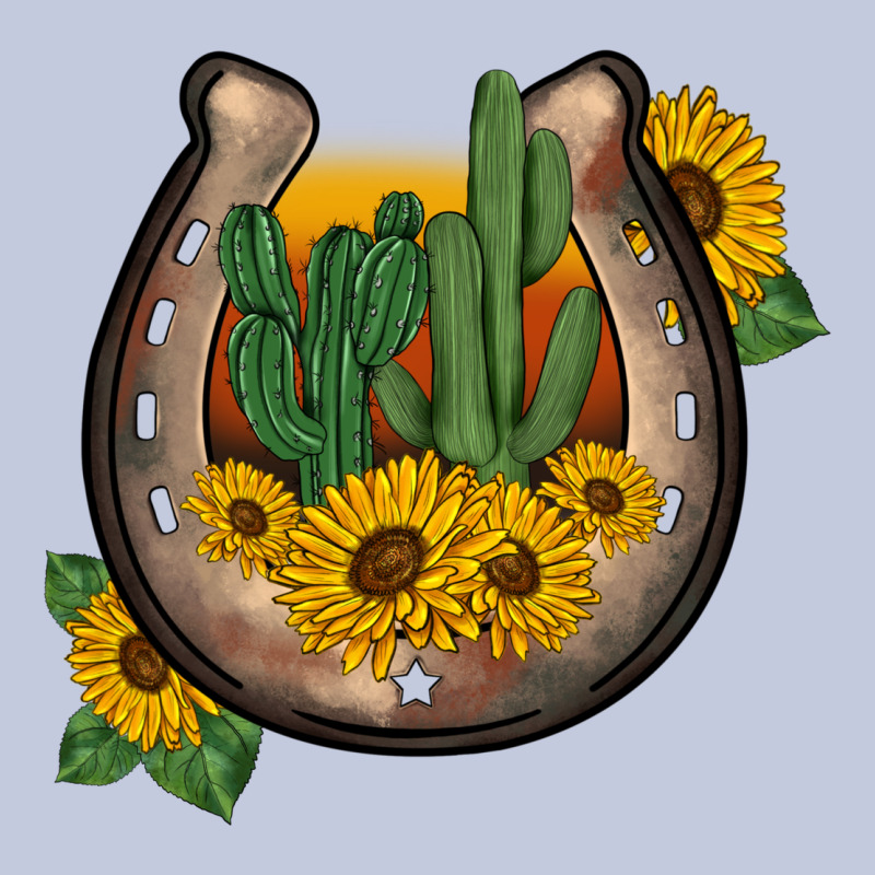 Western Horseshoe Sunflower Cactus Long Sleeve Tee by BarkalooDesign | Teevron