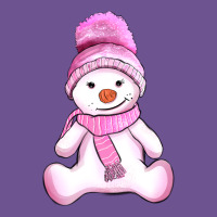 Winter Pink Snowman And Hat Vintage Tee | Teevron