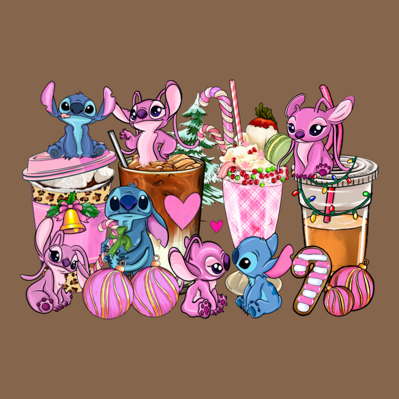 Stitch And Lilo Pink Christmas Coffee Cups Premium Tee by AdoDesignShop | Teevron