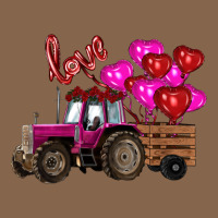 Valentine's Day Pink Tractor With Pin Heart Balloons Premium Tee | Teevron