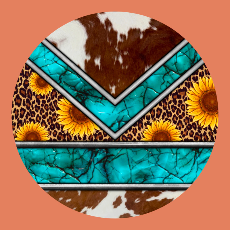 Turquoise Cowhide Leopard Sunflowers Round Classic Tee by Artiststas | Teevron