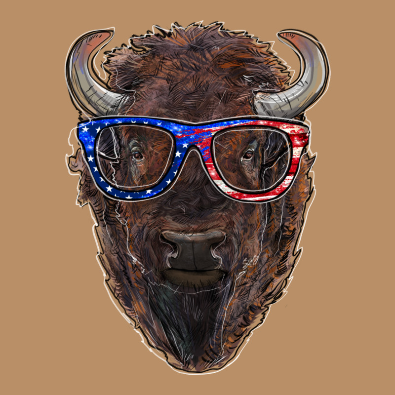 Bison With American Flag Glasses Vintage Hoodie by RanaPortraitStore | Teevron