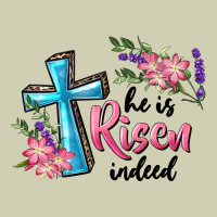 He Is Risen Indeed Cross And Flowers Heavy Core Tee | Teevron
