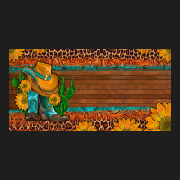 Custom Cowboy Boots Sunflowers And Cactus License Plate Classic Tee | Teevron