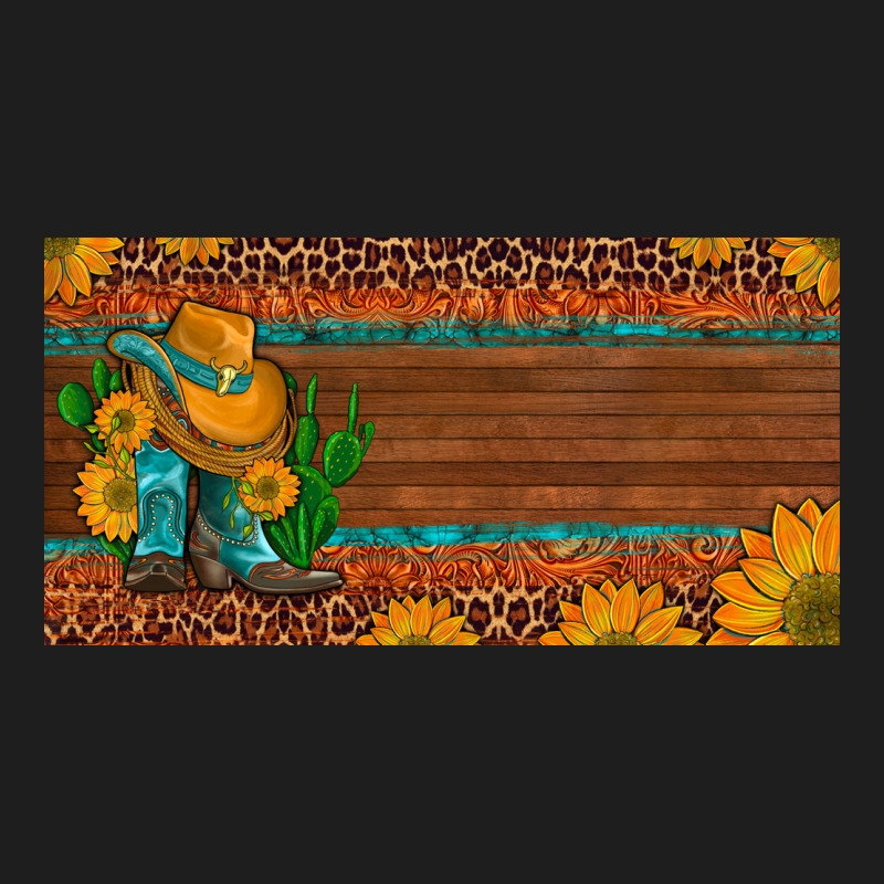 Custom Cowboy Boots Sunflowers And Cactus License Plate Classic Tee by Artiststas | Teevron