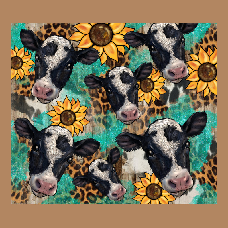 Western Leopard Sunflower Black And White  Cow Long Sleeve Tee by BarkalooDesign | Teevron
