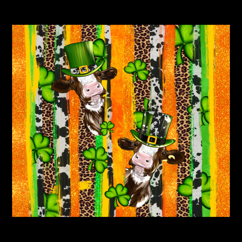 St Patricks Cow And Shamrock With Cowhide Heavy Core Tee by Artiststas | Teevron