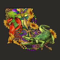 Louisiana Map With Mardi Gras Crocodile Heavy Core Tee | Teevron