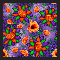 Pumpkin Flower Halloween Seamless Pattern Vintage Tee | Teevron