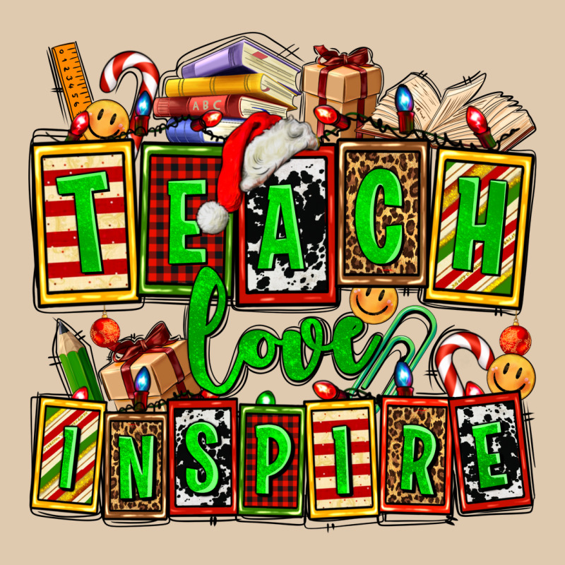 Teach Love Inspire With Christmas And Teacher Elements Heavyweight Sweatshirt by AdoDesignShop | Teevron