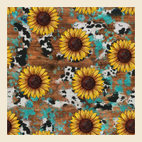 Western Sunflowers Turquoise Cowhide Seamless Background Premium Tee | Teevron