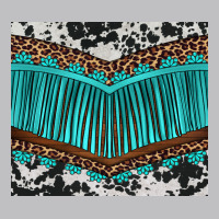 Western Cowhide Leopard Turquoise Fringed Long Sleeve Tee | Teevron