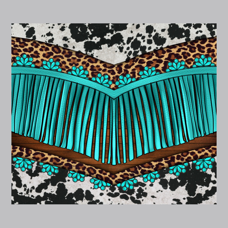 Western Cowhide Leopard Turquoise Fringed Long Sleeve Tee by BarkalooDesign | Teevron