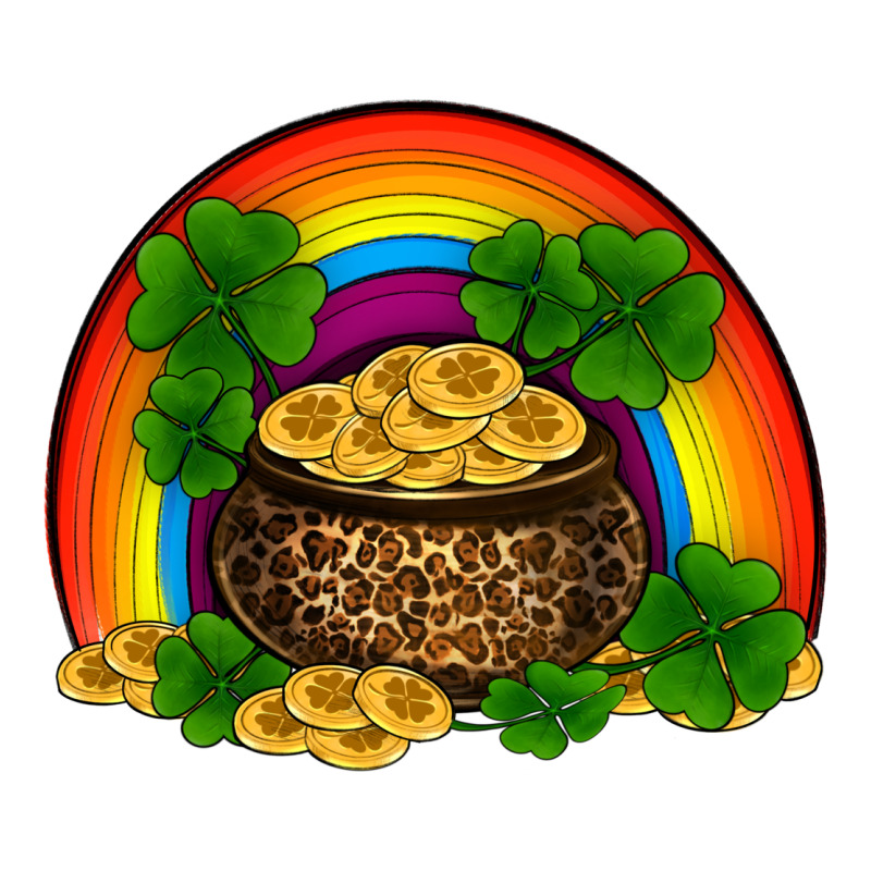 St Patricks Shamrock Gold Leopard Rainbow Ladies Tee by RanaPortraitStore | Teevron