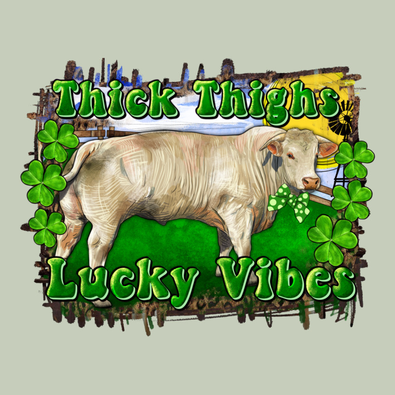 Thick Thighs Lucky Vibes Charolais Bull Ladies Tee by RanaPortraitStore | Teevron