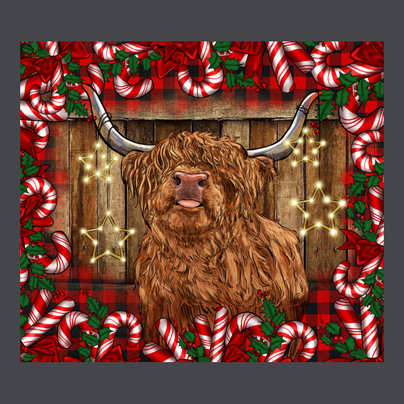 Christmas Highland Cow With Candy Canes Long Sleeve Tee by BarkalooDesign | Teevron