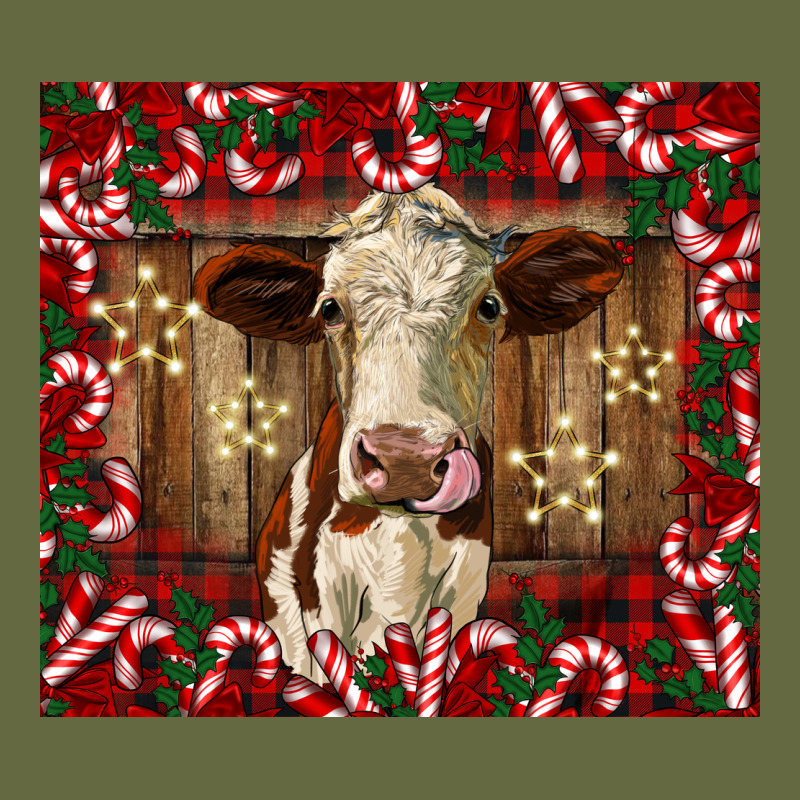 Christmas Heifer With Candy Canes Long Sleeve Tee by BarkalooDesign | Teevron