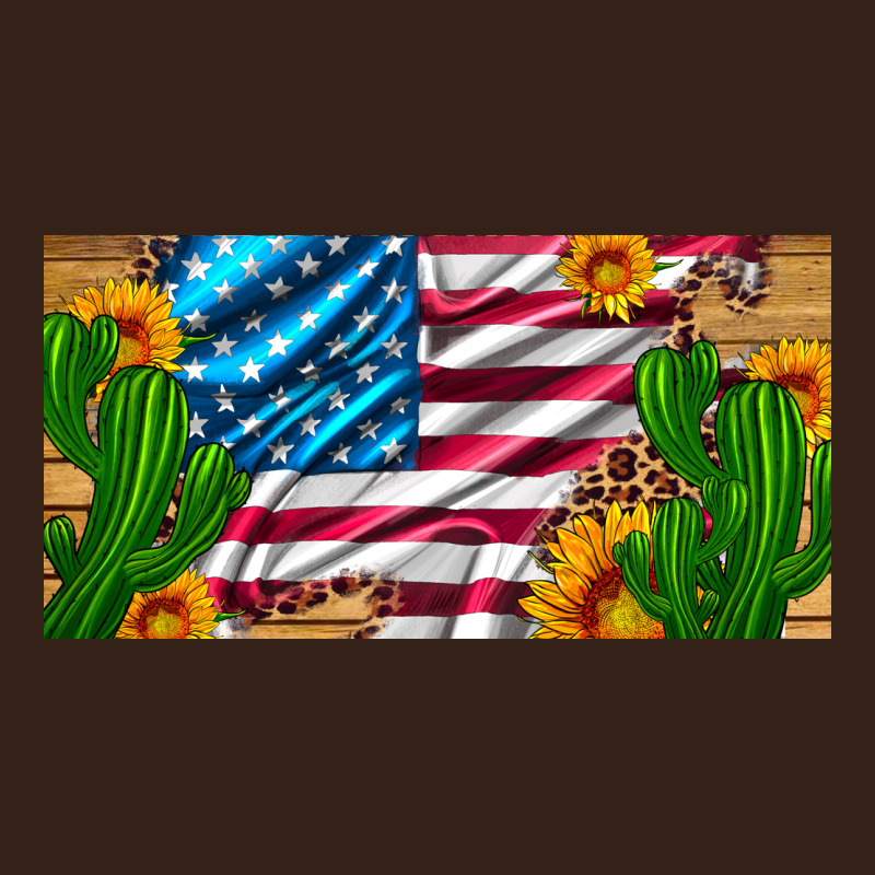 Usa Flag And Cactus And Sunflowers With Leopard And Wood License  Plat Heavy Core Tee by Artiststas | Teevron