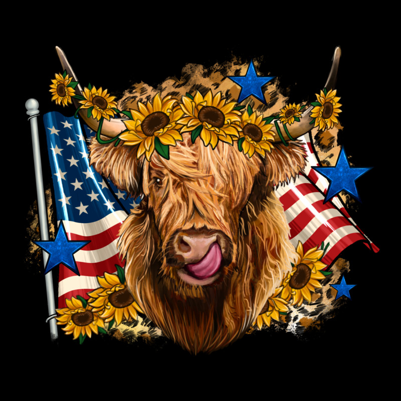 4th Of July Shaggy Cow Leopard Background Heavyweight Sweatshirt by Jasminsmagicworld | Teevron