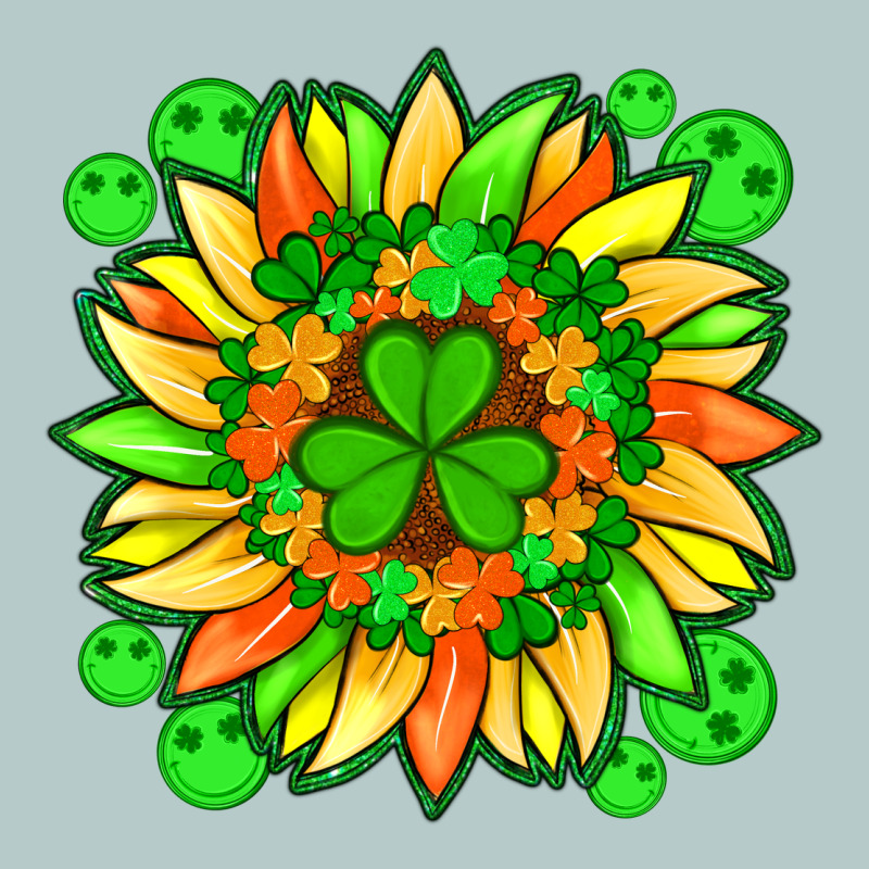 Sunflower With St Patricks Smiley Face And Shamrock With Glitter Heavy Core Tee by Artiststas | Teevron