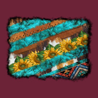 Western Aztec Sunflowers Turquoise Cowhide Background Long Sleeve Tee | Teevron