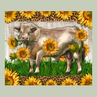 Western Charolais Bull With Sunflowers Long Sleeve Tee | Teevron