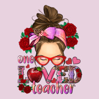 One Loved Teacher Messy Bun Ladies Tee | Teevron