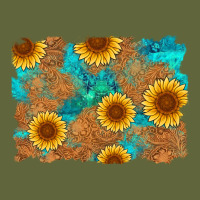 Sunflower Turquoise And  Leather Background Classic Tee | Teevron