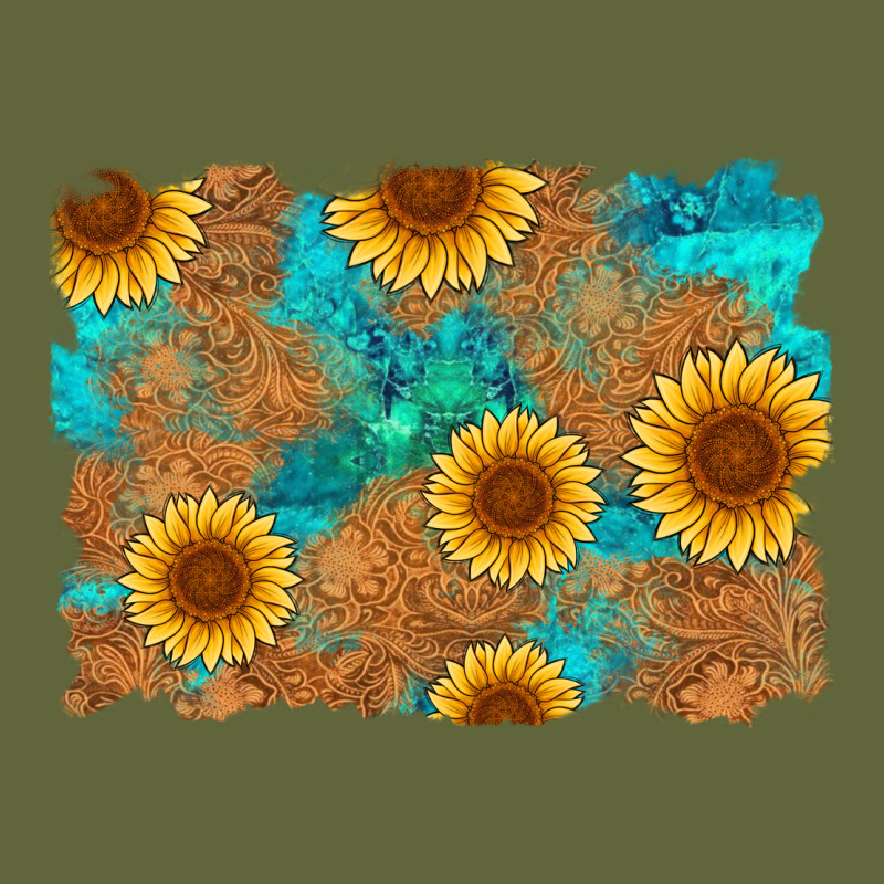 Sunflower Turquoise And  Leather Background Classic Tee by Artiststas | Teevron