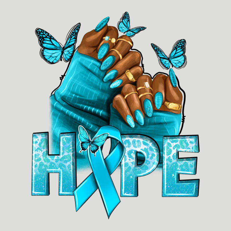 Hope Teal Ribbon Ovarian Cancer Nails Zipper Hoodie by NancyCooperArtShop | Teevron