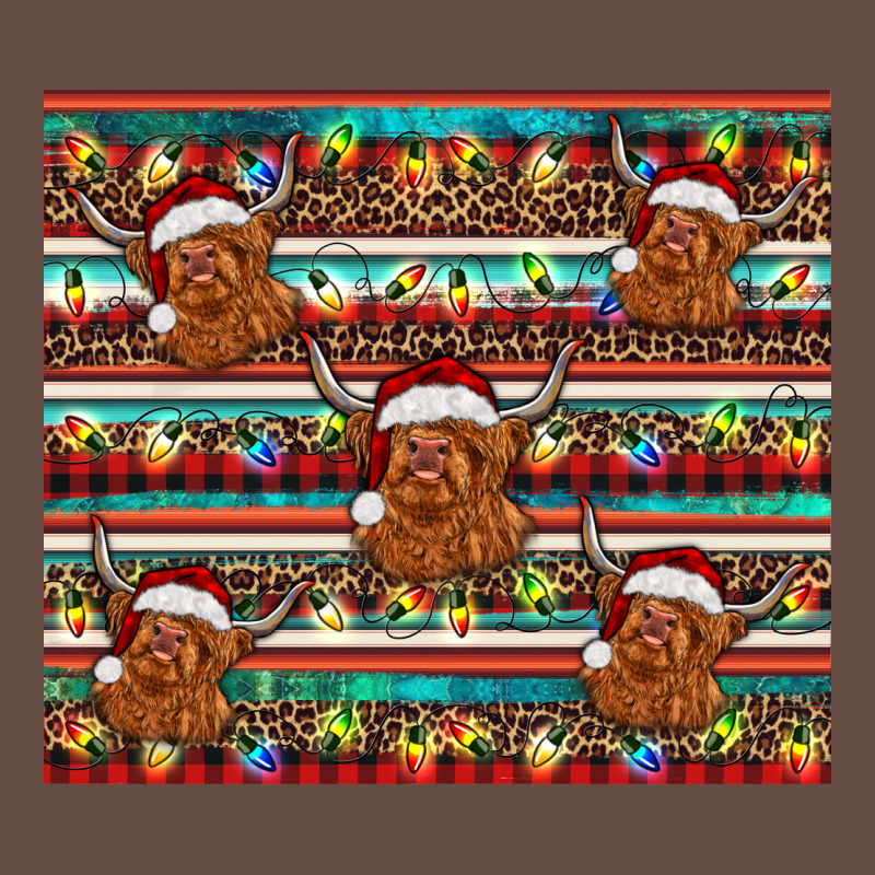 Christmas Turquoise Serape Highland Cow Long Sleeve Tee by BarkalooDesign | Teevron