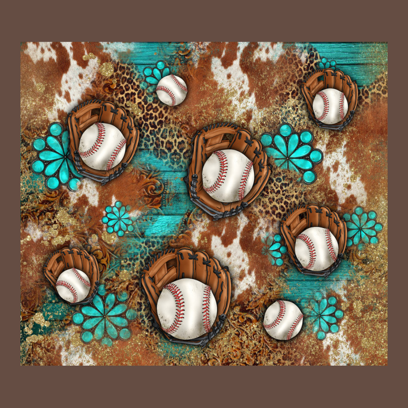 Baseball Turquoise Gemstones Western Patterns Long Sleeve Tee by BarkalooDesign | Teevron
