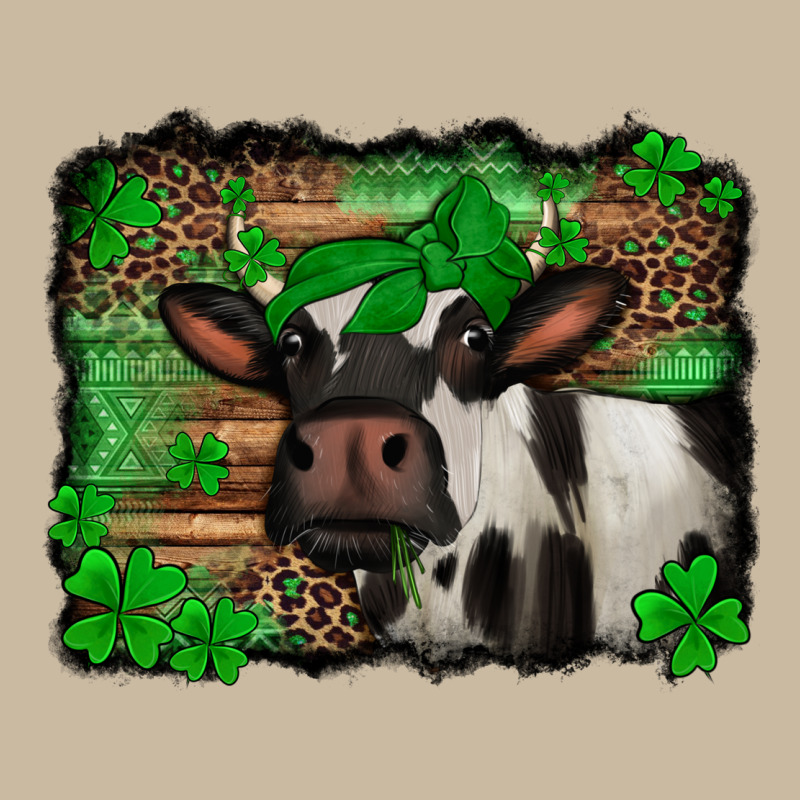 St Patricks Cow With Leopard Background Holstein Cow Long Sleeve Tee by Jasminsmagicworld | Teevron