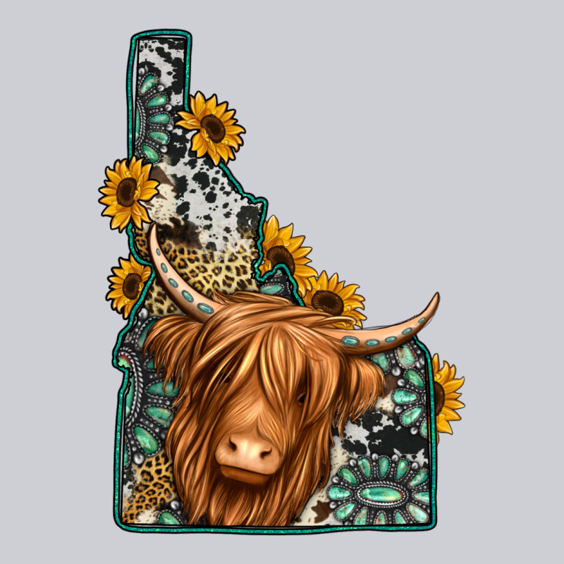 Idaho Map Long Haired Cow Heavyweight Sweatshirt by Jasminsmagicworld | Teevron